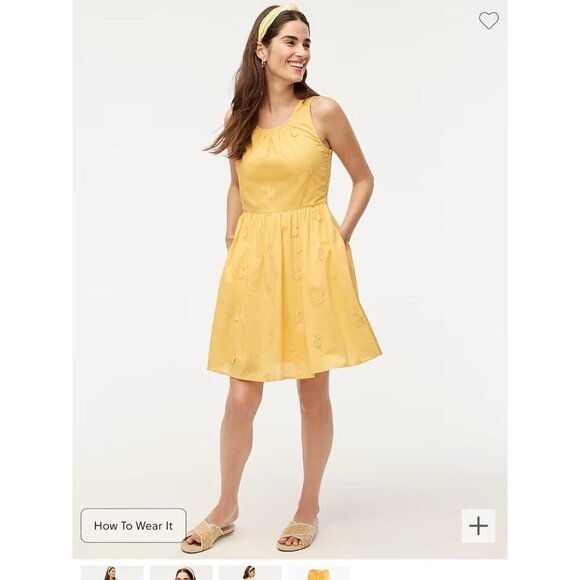 J.CREW Dresses & Skirts - J Crew Mini Dress Womens 10 Yellow Pineapple Cotton Lightweight Breezy Tropical